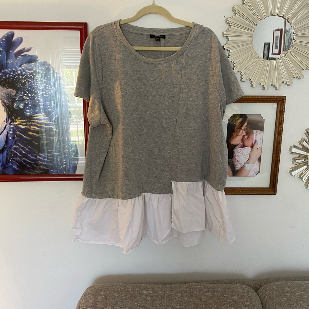 Gray and White Ruffle Lane Bryant Top